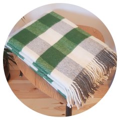 Vlněná deka se střapci – 100% ovčí vlna, 400 g/m2, károvaná