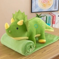 🦖 Polštář a deka 2v1 – plyšový dinosaurus