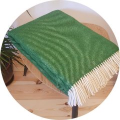 Vlněná deka se střapci – novozélandská vlna, 500 g/m2, zelená