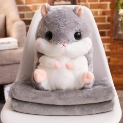 🐹 Plyšový křeček – Polštářek a měkká deka v jednom 2v1