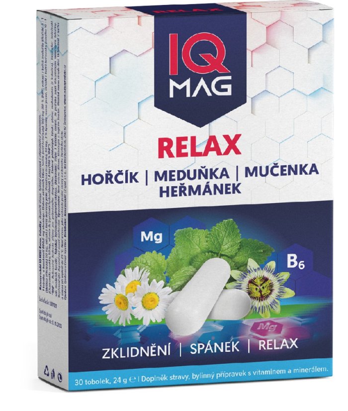 IQ Mag Relax Hořčík s meduňkou. mučenkou a heřmánkem