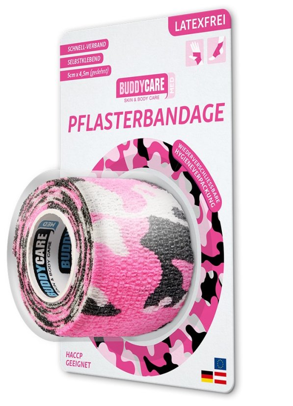 Náplast BUDDYCARE 5cm x 4,5m růžový maskovací vzor 1 ks