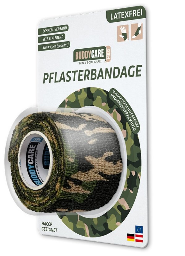 Náplast BUDDYCARE 5cmx4,5m zelený maskovací vzor 1 ks