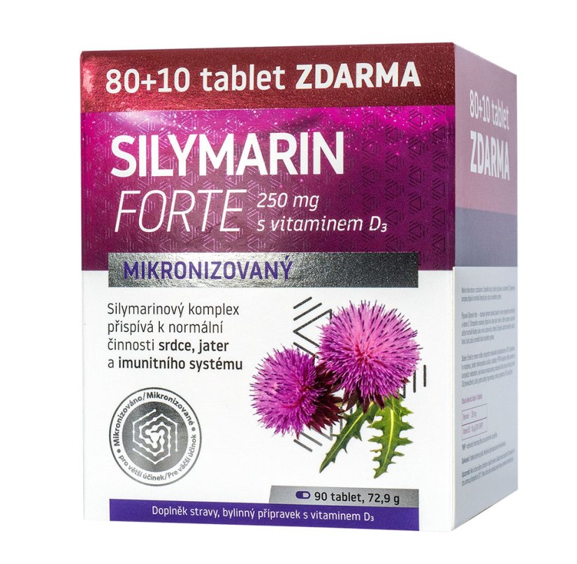 Silymarin Forte 250 mg - Mikronizovaný ostropestřec s vit D3 90 tablet.