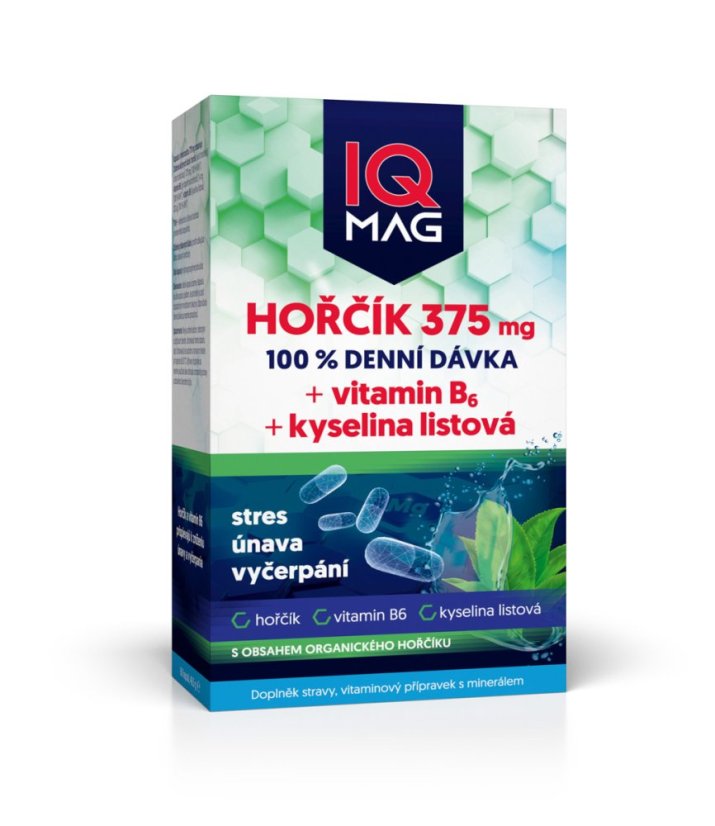 IQ Mag hořčík + B6 + kyselina listová pro energii a pohodu