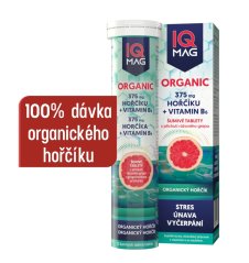 IQ Mag ORGANIC Magnesium + B6 (organický hořčík) 13 šumivých tablet