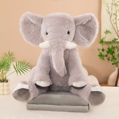 🐘 Plyšový slon– Polštářek a měkká deka v jednom 2v1